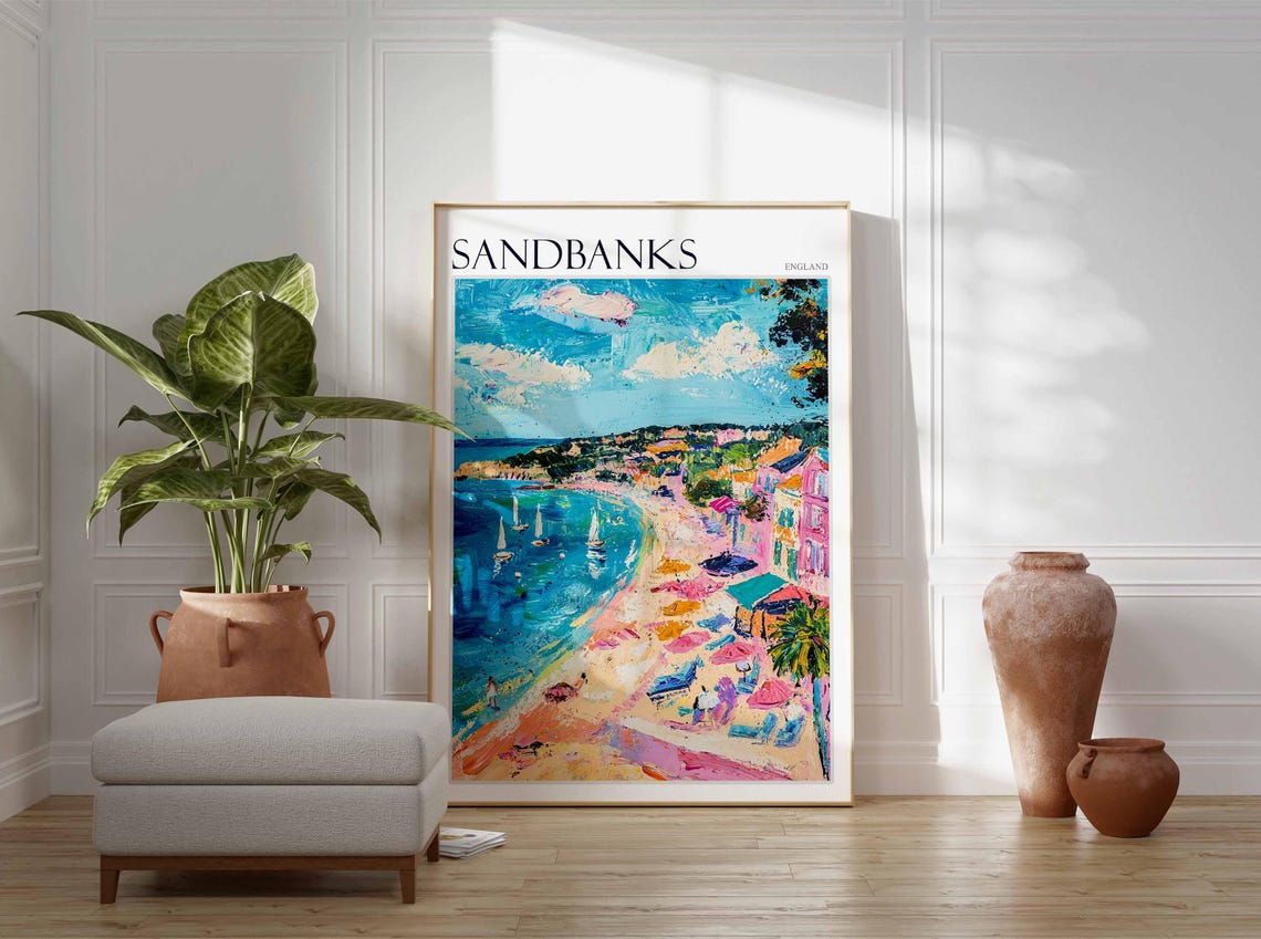 Sandbanks Poster Uk Travel Poster Coastal Wall Art Beach Poster Uk Home Decor Dorset Poster Sandbanks Travel Print Sandbanks Wall Art - Image 2