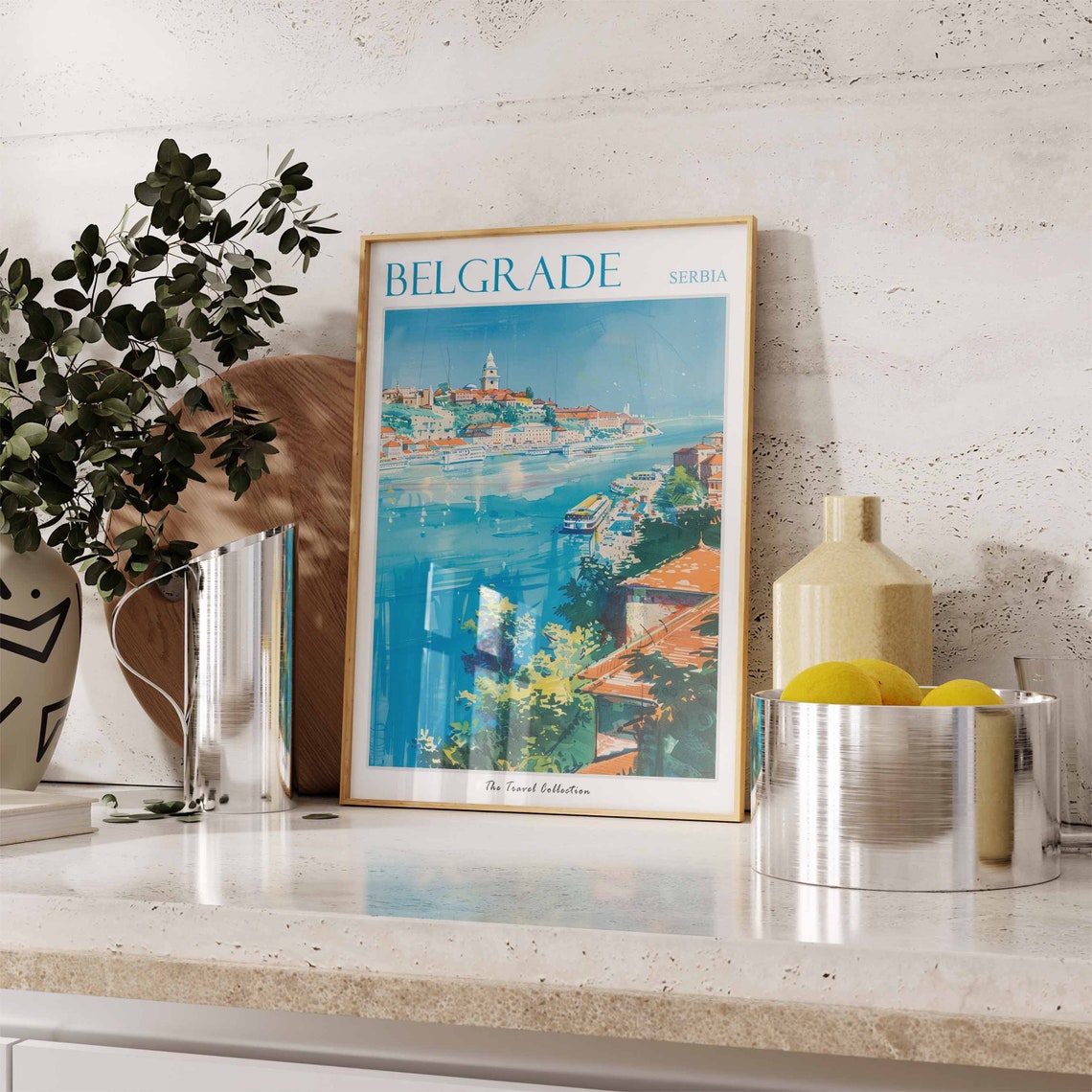 Belgrade Poster Belgrade Travel Print Serbia Travel Poster Tropical Decor Serbian Travel Poster Floral Print Coastal Art Serbia Gift - Image 2