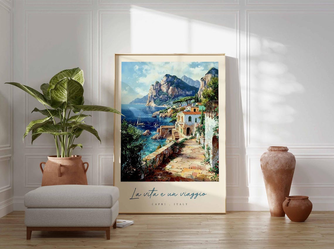 Capri Poster Capri Travel Print Capri Travel Art Capri Wall Art Italy Art Italy Travel Decor Italian Travel Gift - Image 3