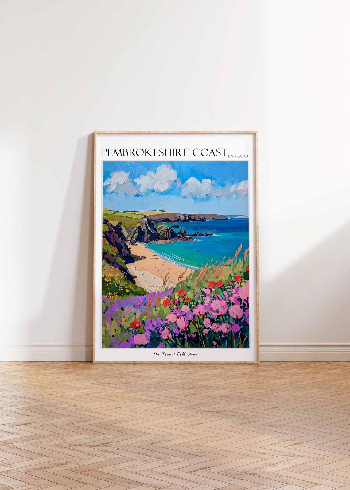 Pembrokeshire Coast Sandy Cove Cliffs Wildflower Meadow Poster - Image 2