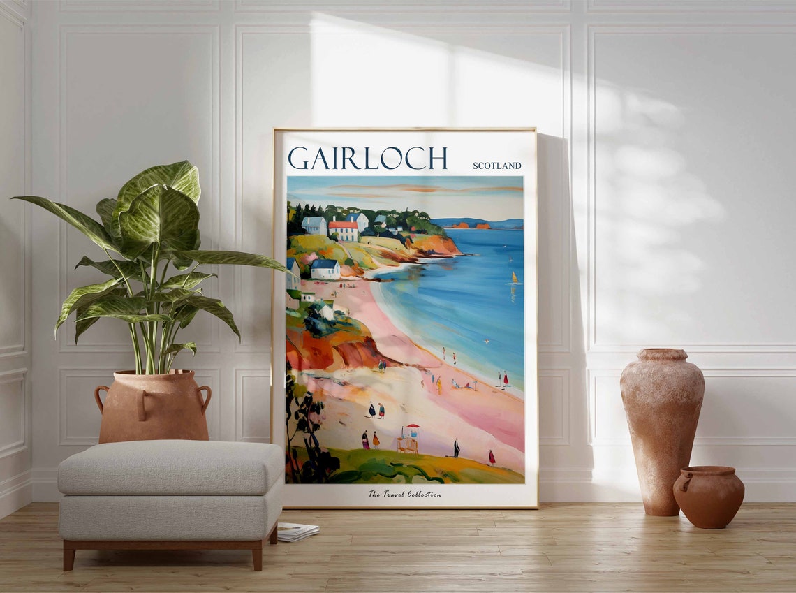 Gairloch Scotland Cliffside Beach Scene Vintage Travel Poster - Image 3