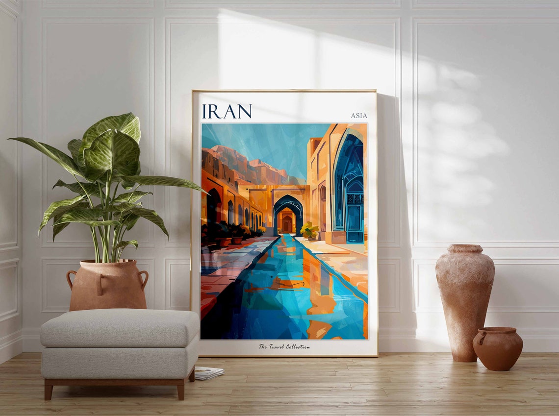 Iran Persian Garden Reflecting Pool Courtyard Tile Art Poster - Image 2