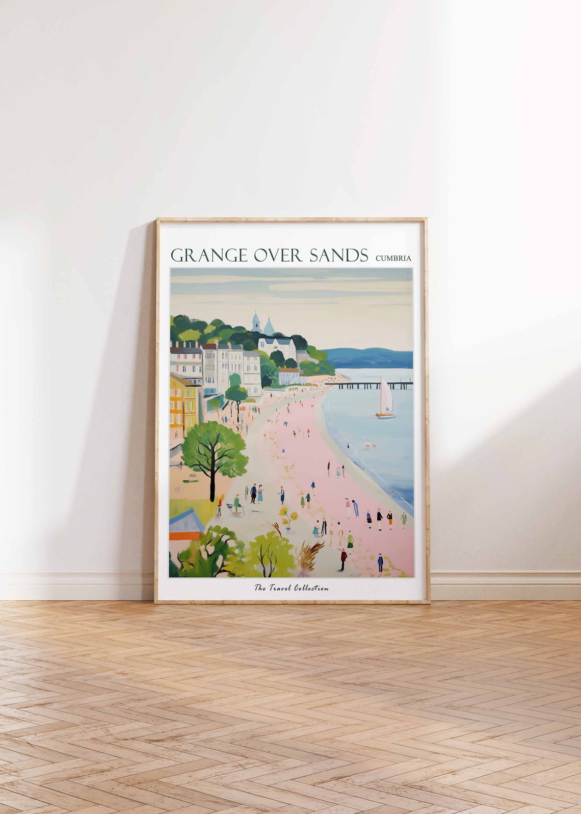 Grange Over Sands Cumbria Pastel Promenade Pier Sailboats Poster - Image 2