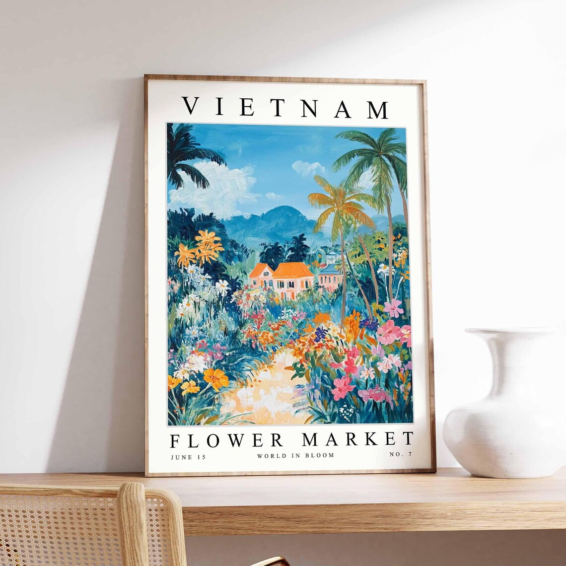 Vietnam Flower Market Mountain Village Flower Fields Art Poster