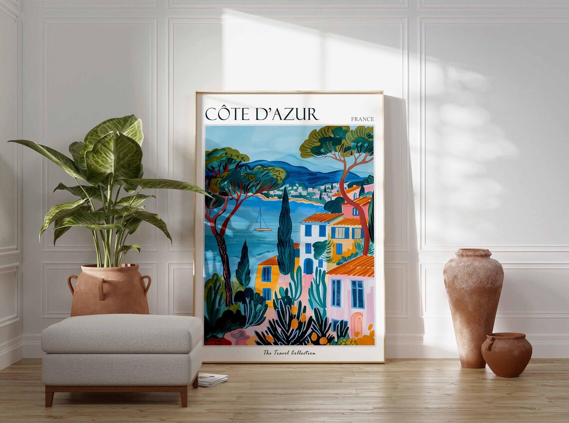 Cte Dazur Travel Poster, French Europe Decor - Image 3
