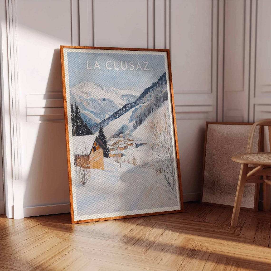 Skiing Travel Poster La Clusaz Ski Print France Travel Print Skiing Art Skiing Print Winter Sport Art Ski Gift - Image 2