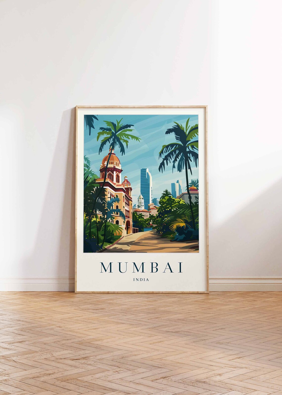 Mumbai India Colonial Building With Palms And Towers Travel Poster - Image 2