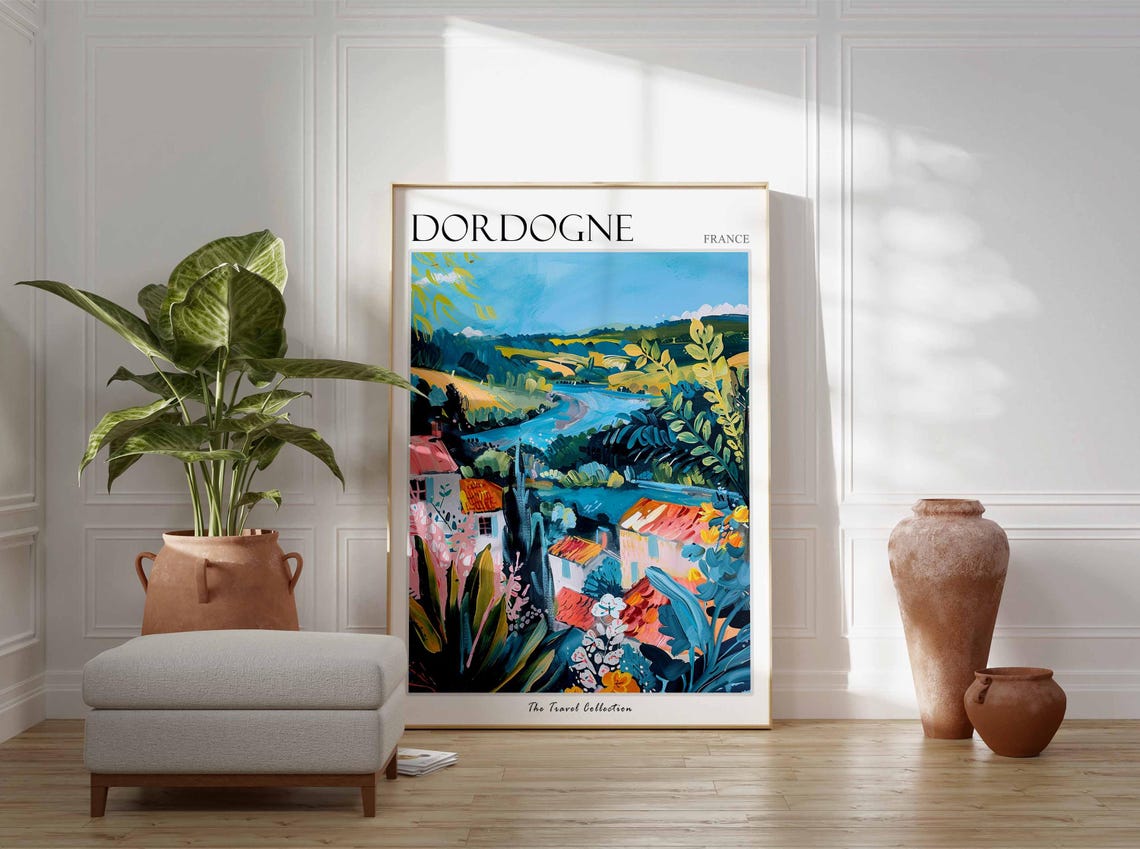 Dordogne Poster France Travel Print French Decor Europe Travel Poster European Wall Art Botanical Print Dordogne Travel Poster - Image 3