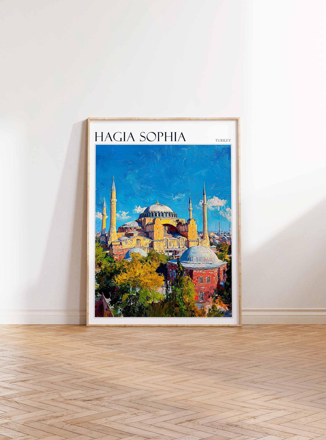 Hagia Sophia Warm Yellow Walls Blue Sky Turkey Travel Poster - Image 3