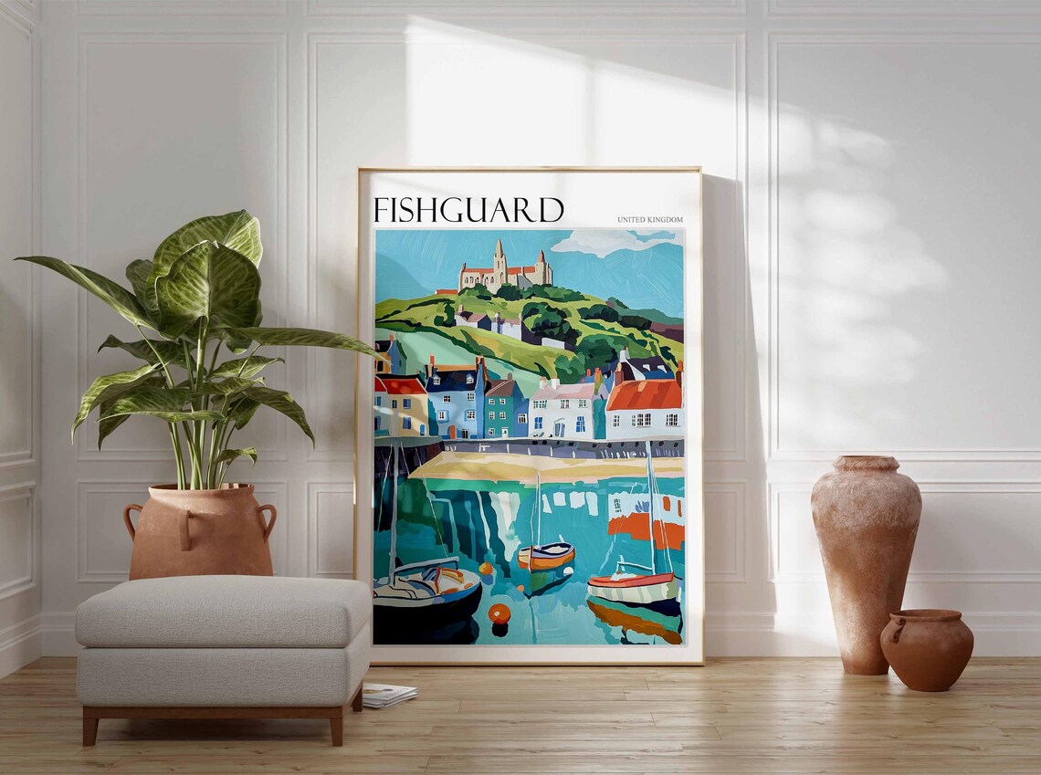 Fishguard Poster Wales Travel Poster Coastal Wall Art Welsh Decor Uk Travel Poster Welsh Landscape Uk Travel Prints Seaside Towns - Image 3