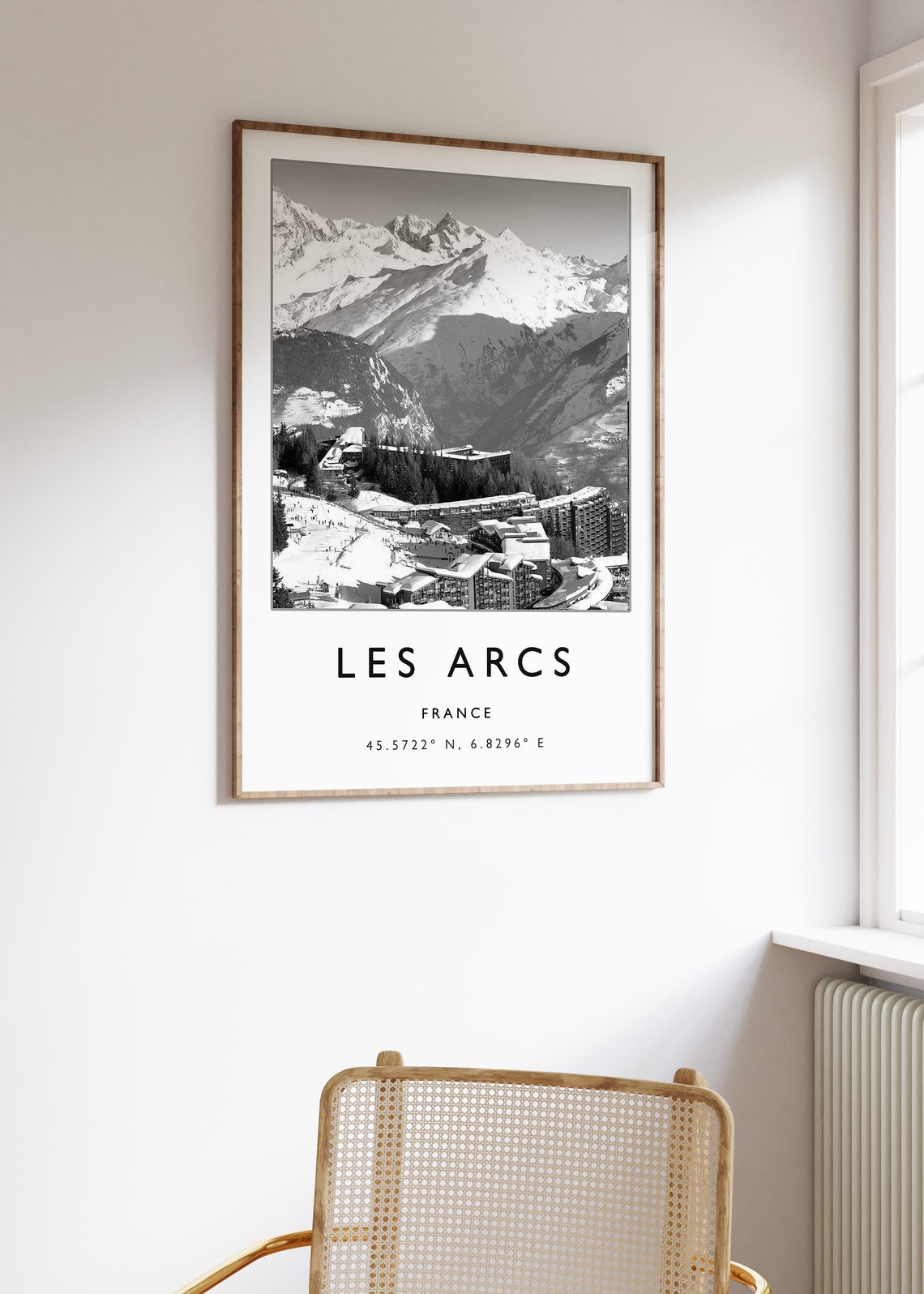 Les Arcs France Black and White Ski Resort Mountains Photo Poster - Image 3