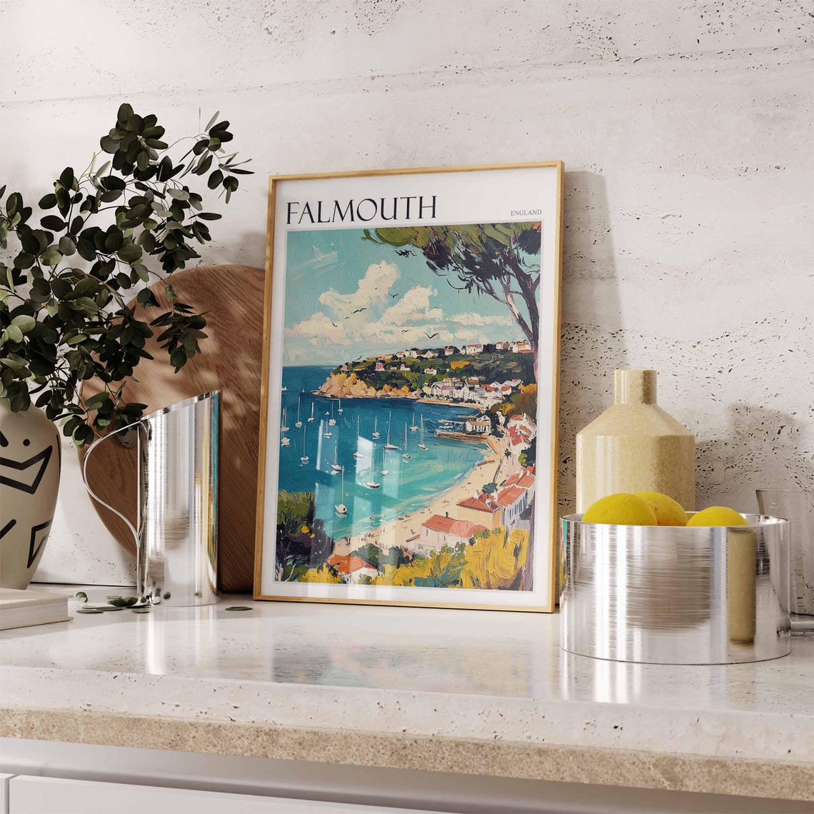 Falmouth Poster Cornwall Poster England Travel Poster Coastal Wall Art Uk Home Decor Falmouth Wall Decor Falmouth Wall Print Uk Art - Image 2