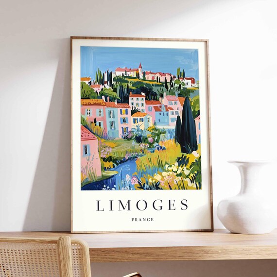 Limoges France Travel Poster Nouvelleaquitaine City Art