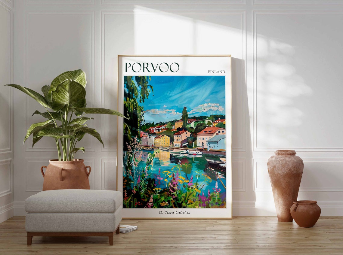 Porvoo Poster Finland Travel Print European Decor Europe Travel Poster Botanical Print Porvoo Gift Porvoo Travel Poster - Image 2
