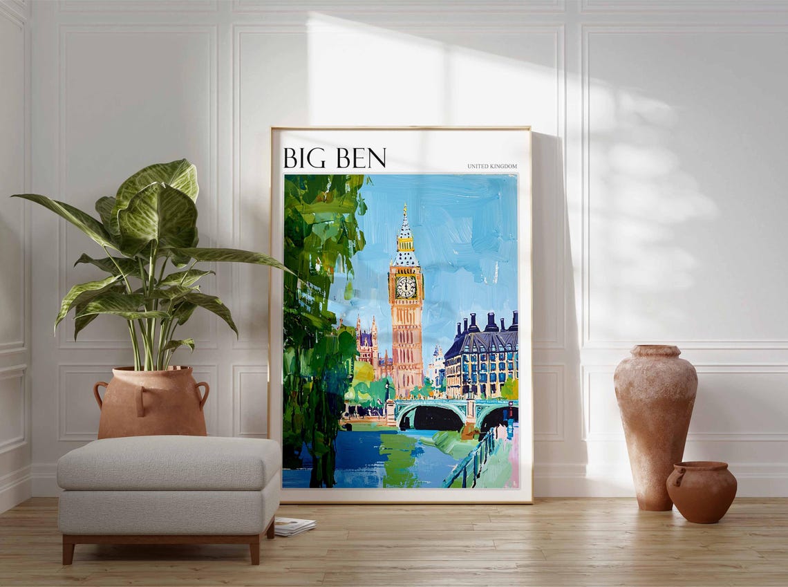 Big Ben Poster England Travel Print British Decor United Kingdom Travel Poster City Print Big Ben Gift Big Ben Travel Poster - Image 2