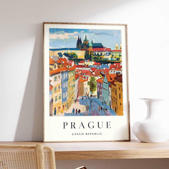 Prague Czech Republic Old Town Castle Colorful Skyline Poster