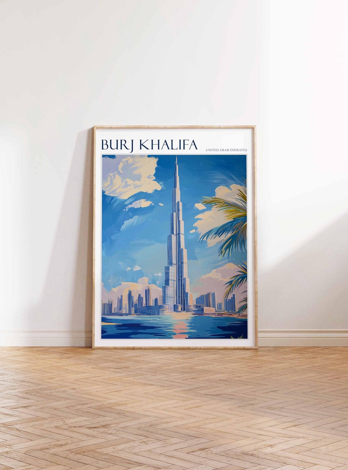 Burj Khalifa Dubai Tower Over the Water and City Skyline Poster - Image 3