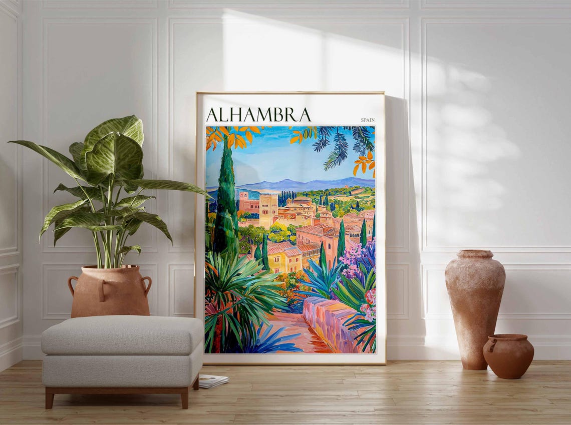 Alhambra Poster Spain Travel Print Spanish Decor Europe Travel Poster European Wall Art Alhambra Gift Alhambra Travel Poster - Image 2