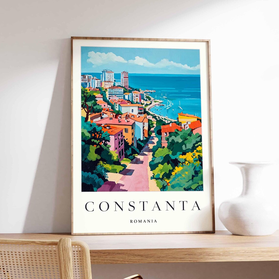 Constanta Romania Travel Poster, Black Sea Coastal