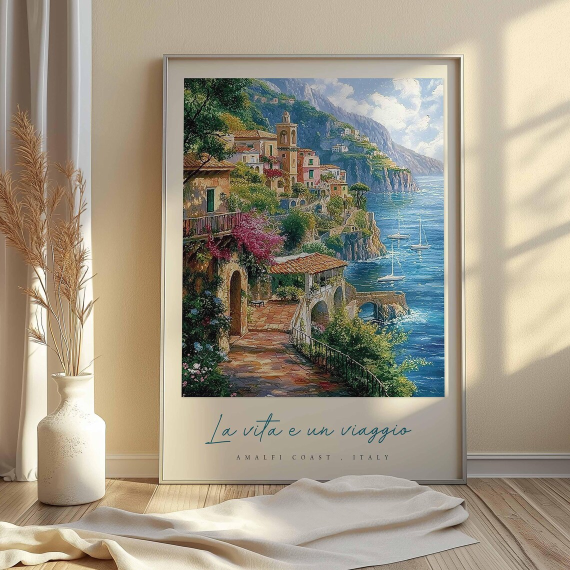 La Vita e un Viaggio Amalfi Coast Cliff Village Travel Poster - Image 2