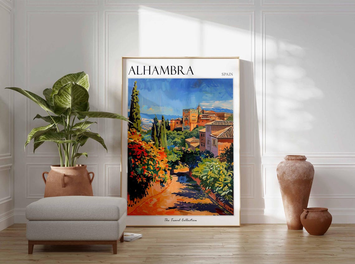 Alhambra Poster Spain Travel Print Spanish Decor Europe Travel Poster European Wall Art Alhambra Gift Alhambra Travel Poster - Image 3