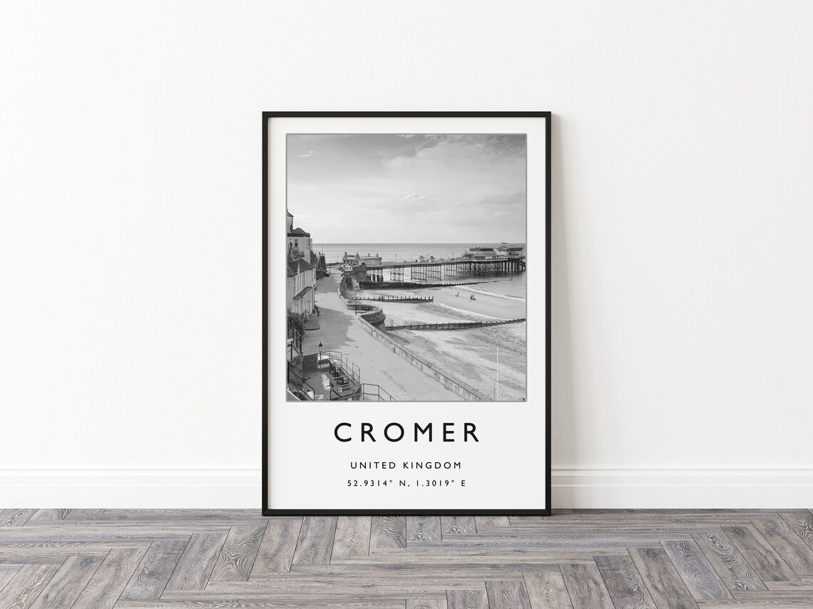 Cromer Travel Print Cromer England Travel Poster Uk Coastal Travel Print Travel Art Travel Poster Black And White Gift A2a3a4 - Image 2