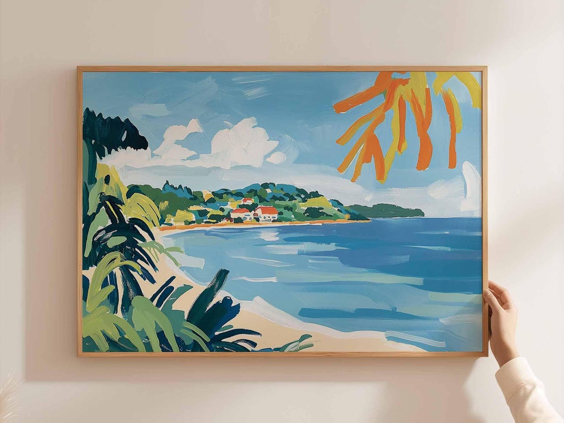 Cebu Philippines Tropical Beach Bay Painterly Island Escape Poster