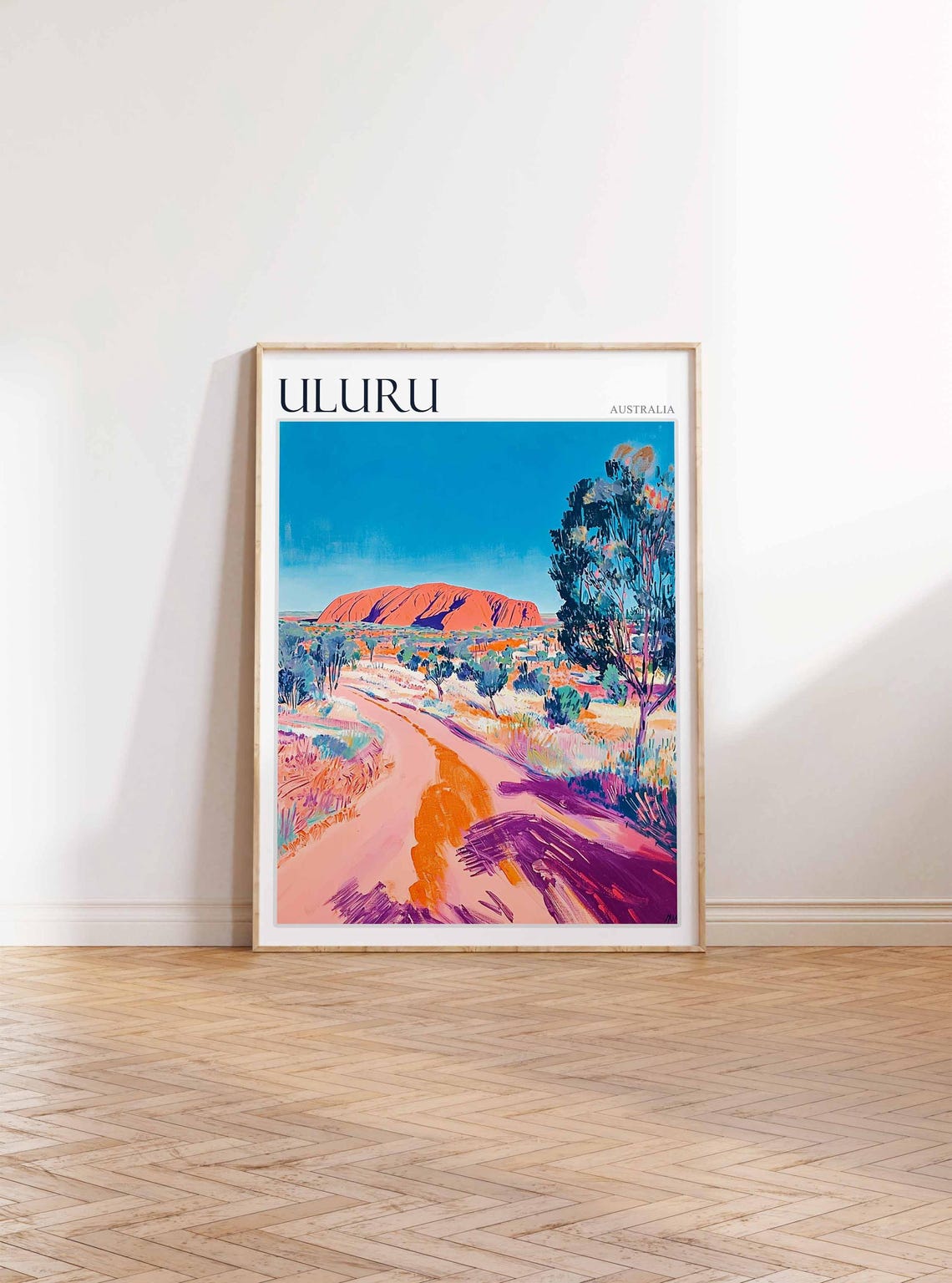 Uluru Australia Red Rock Desert Road Expressive Painted Travel Poster - Image 2