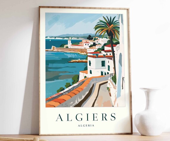 Algiers Poster Algiers Travel Print Islamic Wall Art Islamic Decor Tropical Decor City Print Algeria Gift Algeria Travel Poster