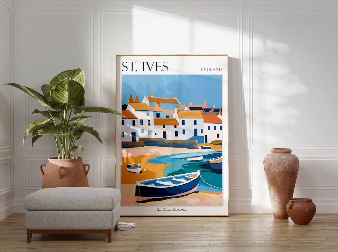 St. Ives Cornwall England Harbor Boats Coastal Village Poster - Image 2