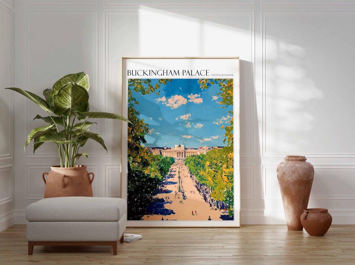 Buckingham Palace Poster England Travel Print British Decor United Kingdom Travel Poster City Print Buckingham Palace Travel Poster - Image 2