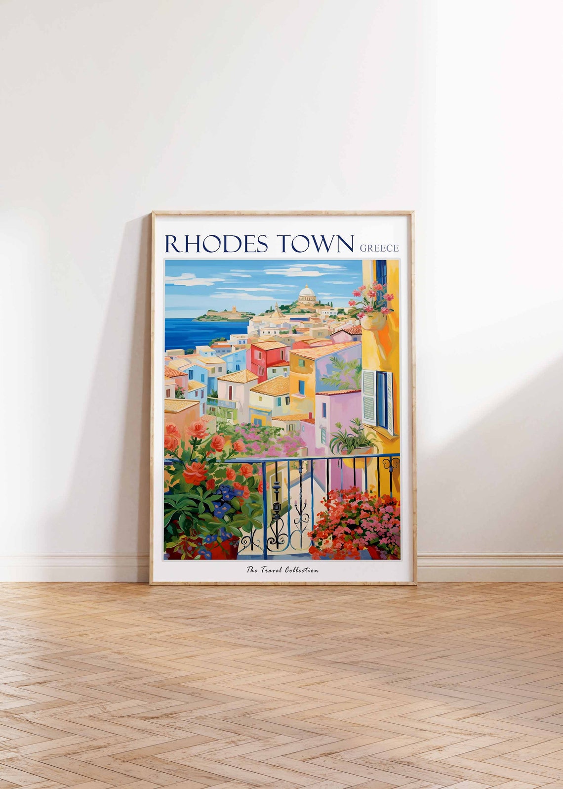 Rhodes Town Poster Rhodes Town Travel Print Greek Travel Poster Greek Gift European City Print Greek Art Rhodes Gift Greek Decor - Image 3
