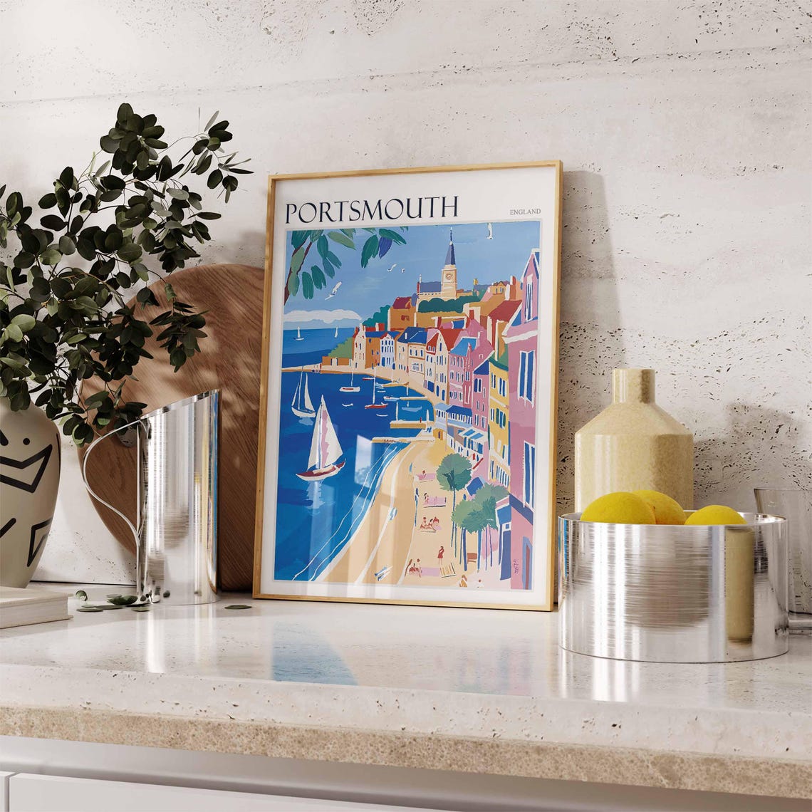 Portsmouth Poster Uk Travel Poster Coastal Wall Art British Decor Uk Home Decor Portsmouth Wall Art Portsmouth Travel Print Uk Print - Image 3