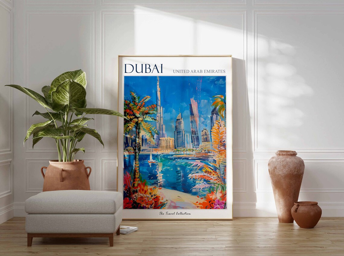 Dubai Travel Poster, Islamic and Tropical Decor - Image 2