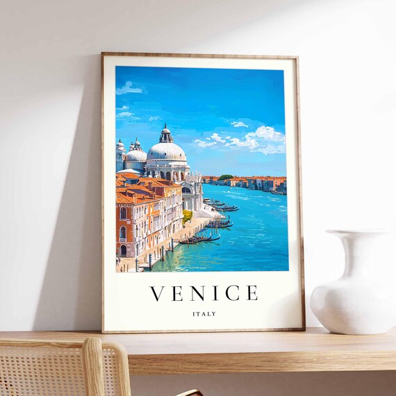 Venice Italy Santa Maria della Salute Domes Grand Canal Travel Poster