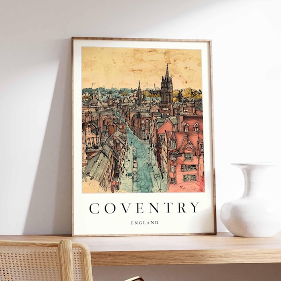 Coventry Cathedral Print Uk Cityscape Wall Art