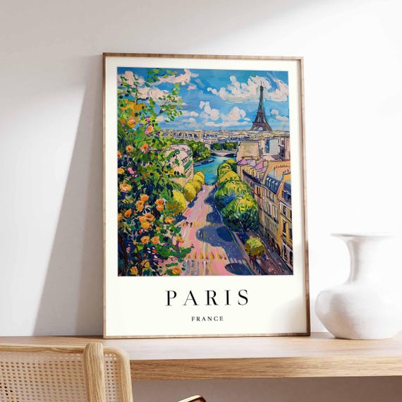Eiffel Tower Art Print Parisian Cityscape Travel Poster