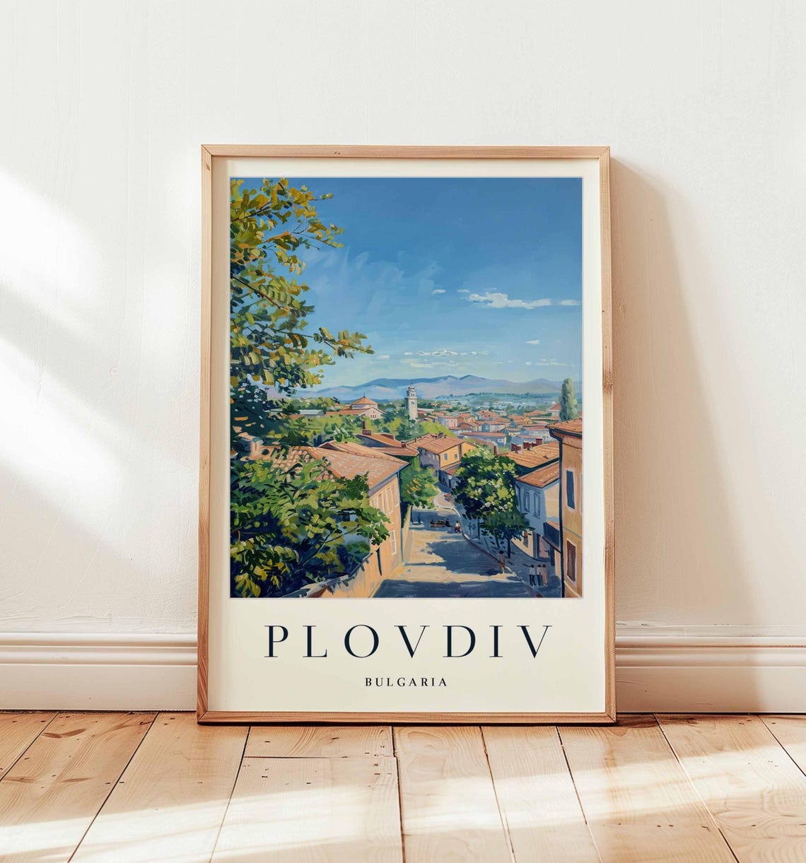 Plovdiv Bulgaria Tree Lined Street Old City View Painting Poster