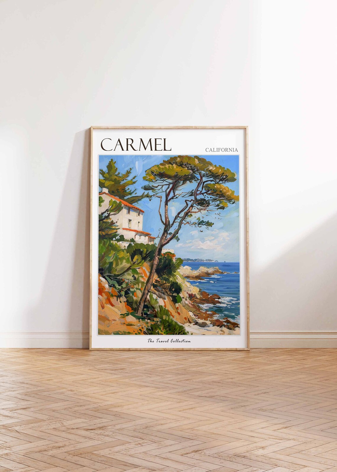 Carmel California Cypress Tree Cliff Ocean Art Travel Collection Poster - Image 2
