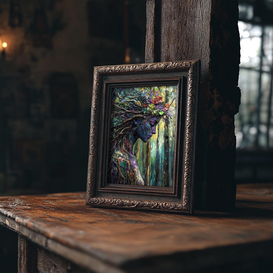 Gaia Blue Mother Earth Goddess Forest Art Print