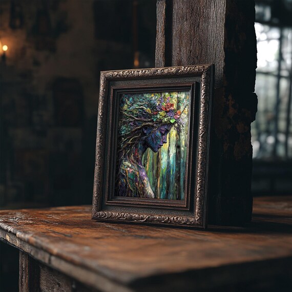 Gaia Blue Mother Earth Goddess Forest Art Print
