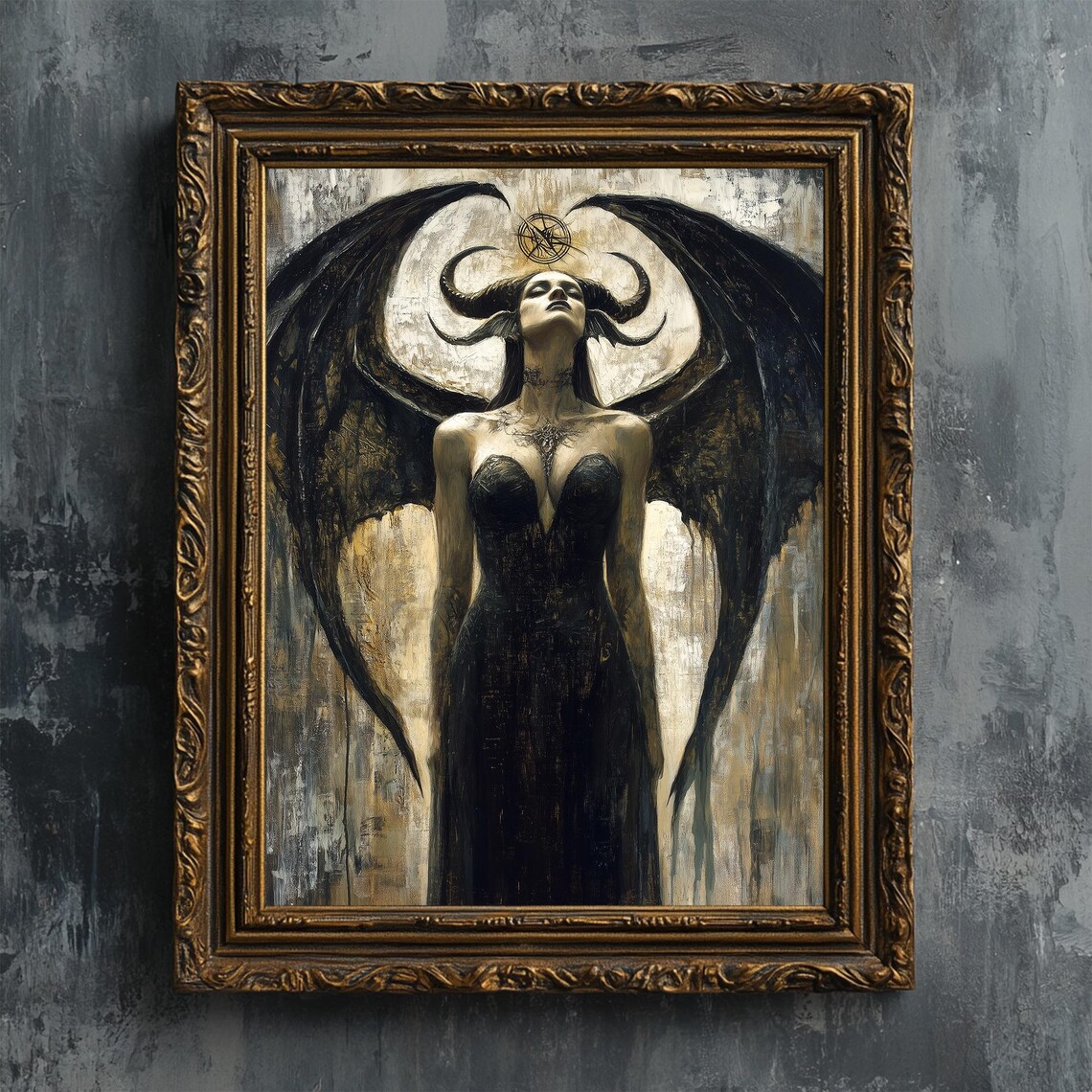 Lilith Goddess In Black Dress, Dark Goddess Art Print - Image 6
