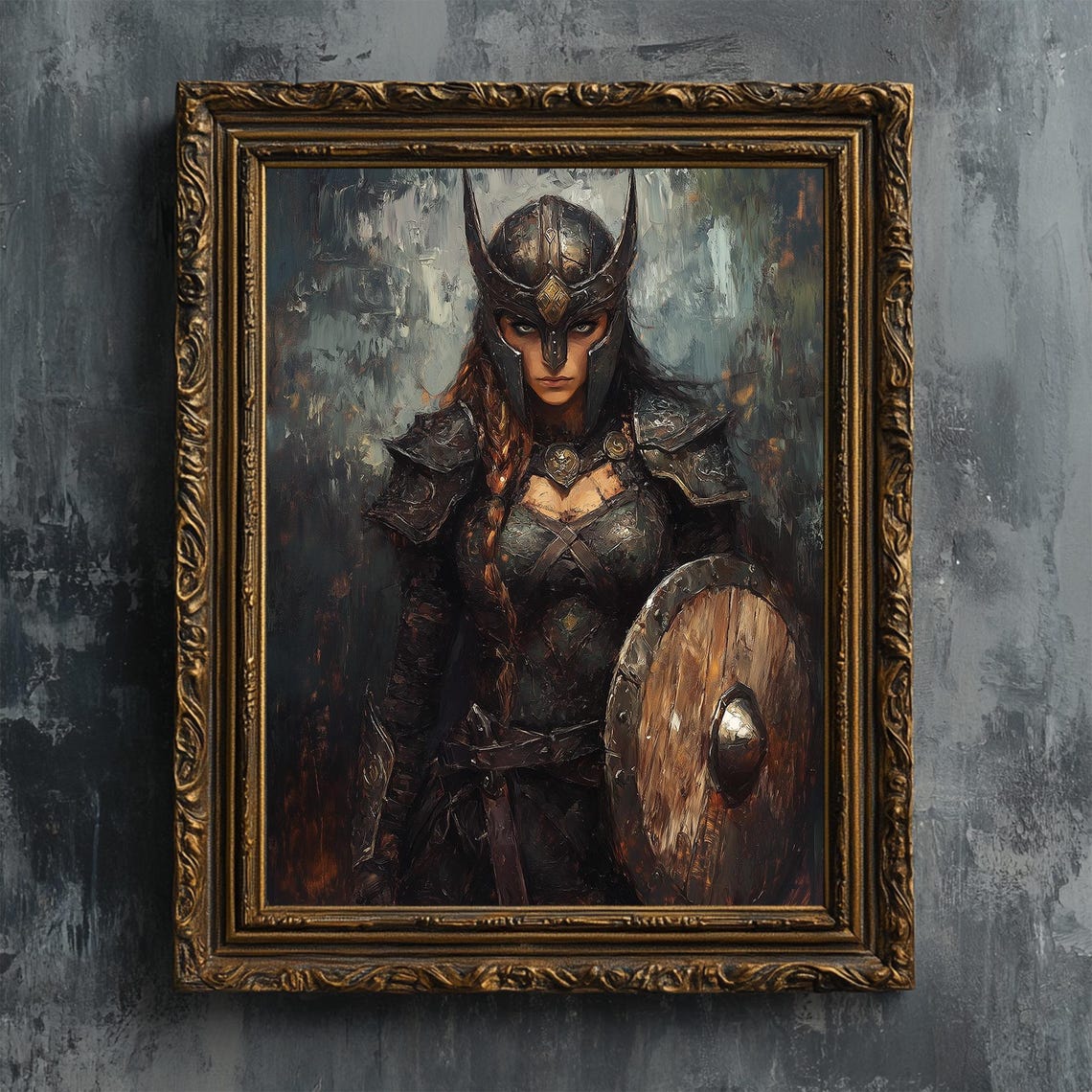 Viking Shieldmaiden Female Warrior Winged Helmet Armor Art Print - Image 7