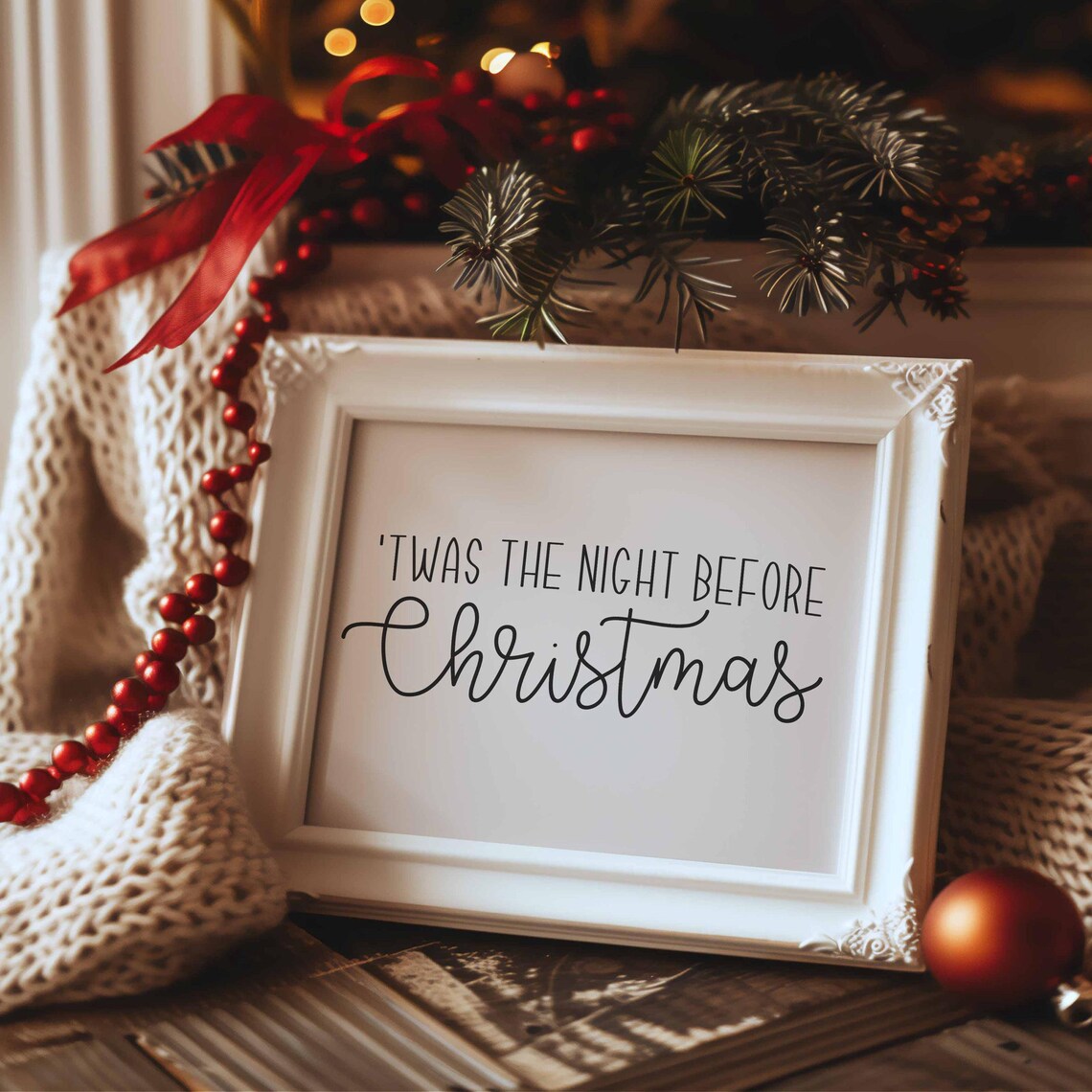 Twas the Night Before Christmas Classic Cozy Holiday Quote Poster