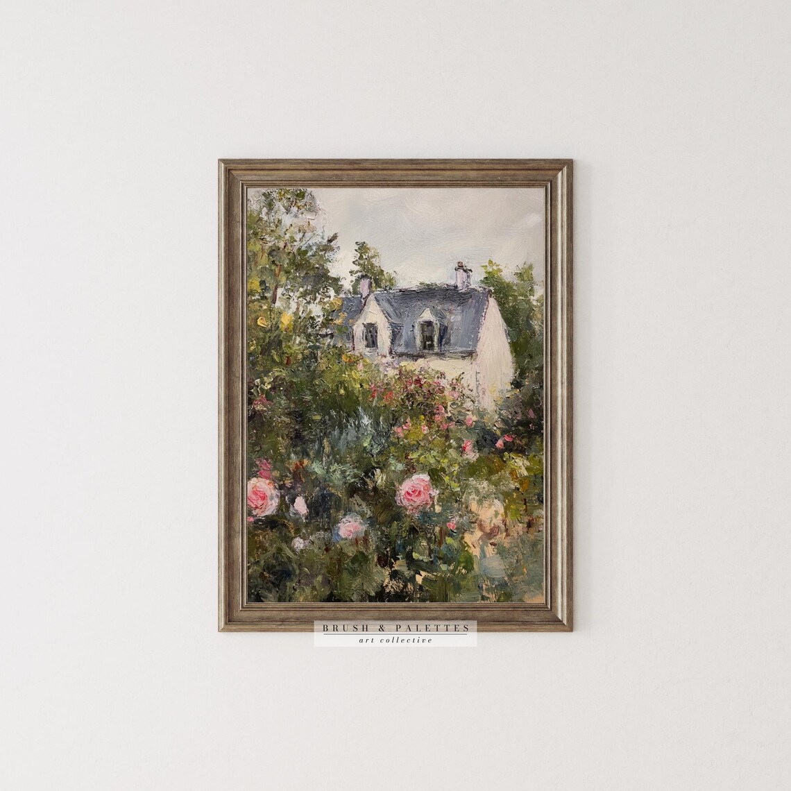 Cottage Garden Roses Impressionist Vintage House Painting Poster - Image 2