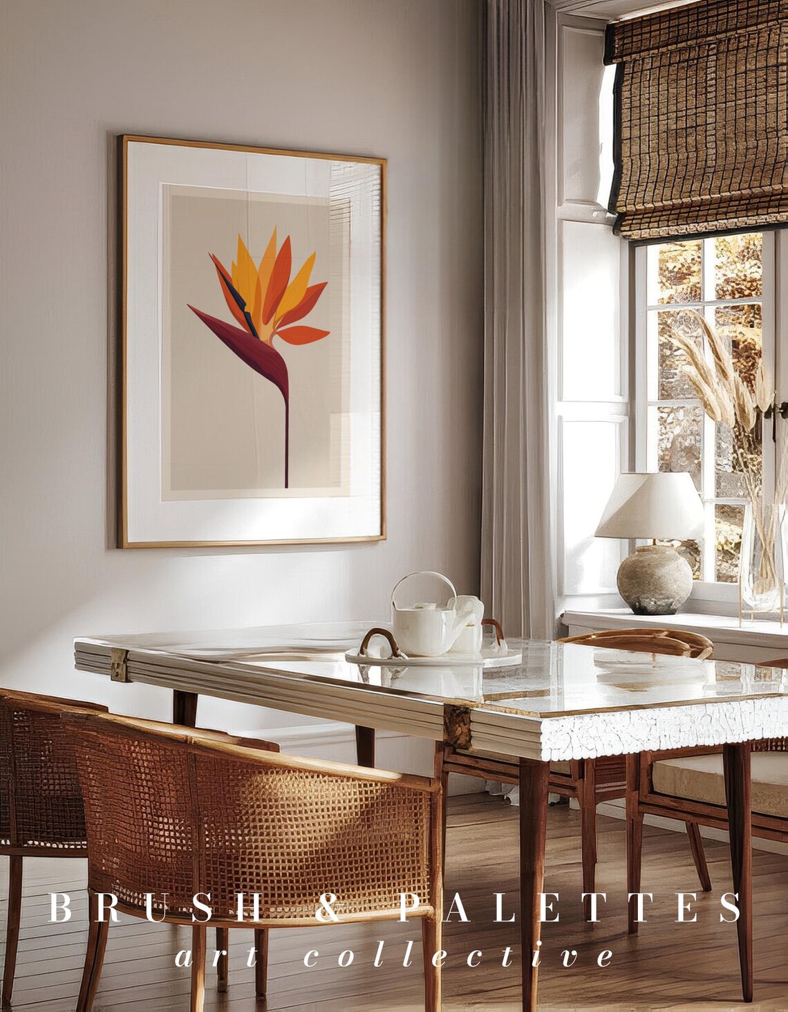 Bird Of Paradise Flower Minimalist Botanical Neutral Art Poster - Image 3