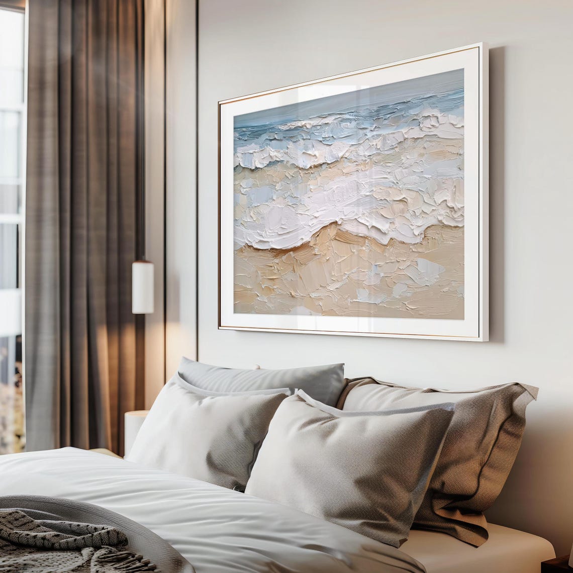 Textured Ocean Waves Abstract Impasto Coastal Beach Painting Poster - Image 3