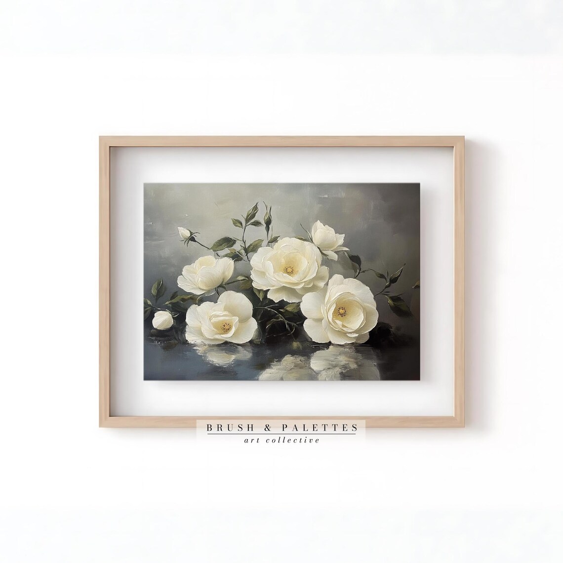 White Roses Oil Painting Elegant Vintage Floral Still Life Poster - Image 2