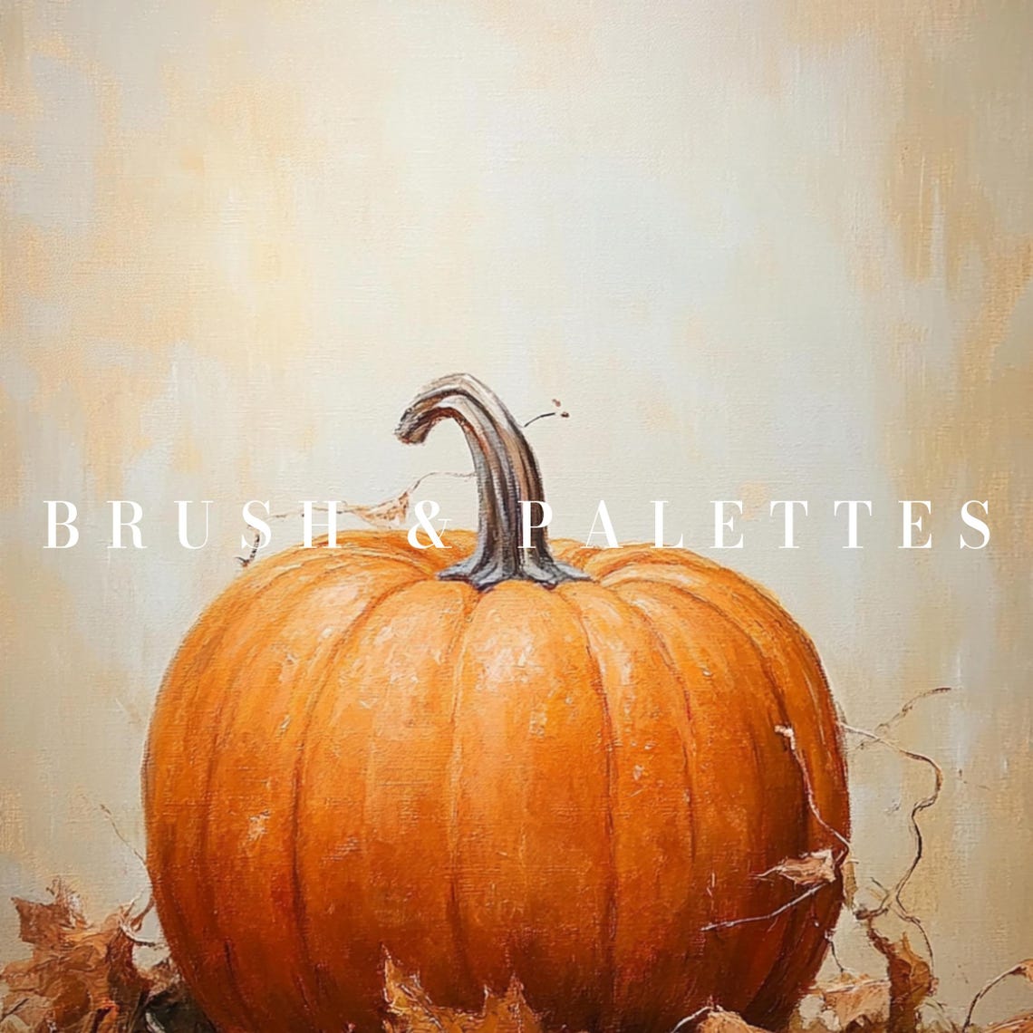 Pumpkin Still Life Autumn Leaves Orange Harvest Oil Painting Poster - Image 2