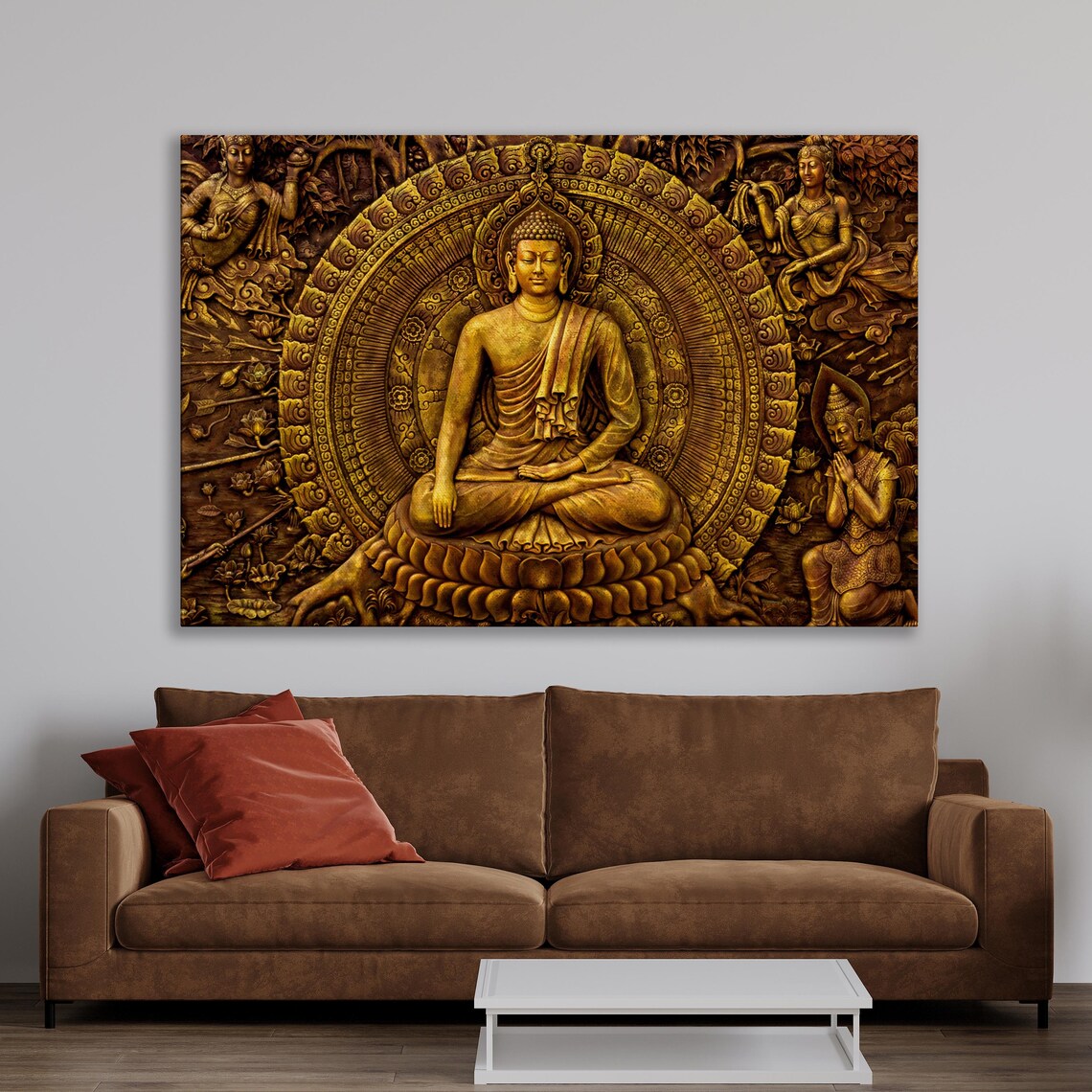 Golden Buddha Ornament Art Print, Buddhist Symbol - Image 3